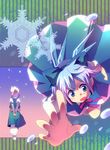  blue_hair cirno hair_ribbon hat kimino_tomonari letty_whiterock multiple_girls purple_hair ribbon snow snowflakes touhou 