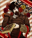  box_of_chocolates chocolate chocolate_bar chocolate_disco chocolates disco_(sbr) facial_hair flower hair_ornament hairclip hikitsu_juusou jojo_no_kimyou_na_bouken male_focus namesake solo stand_(jojo) steel_ball_run stubble 