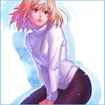  arcueid_brunestud blonde_hair border breasts ilya_kuvshinov lips long_skirt medium_breasts purple_skirt red_eyes short_hair skirt solo sweater tsukihime turtleneck 