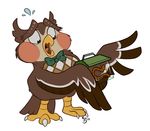  animal_crossing avian blathers brown_feathers ifus nintendo owl plain_background solo video_games white_background wings worm 