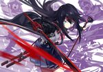  black_hair blood blue_eyes gyaku_tsubasa katana long_hair pixiv_fantasia skirt sword weapon 