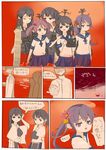  5girls :3 adjusting_hair admiral_(kantai_collection) akagi_(kantai_collection) akebono_(kantai_collection) bell brown_hair cloud comic crab flower hair_bell hair_flower hair_ornament japanese_clothes jingle_bell kaga_(kantai_collection) kantai_collection long_hair looking_at_viewer multiple_girls ocean pink_hair sazanami_(kantai_collection) school_uniform serafuku shitty_admiral_(phrase) short_hair side_ponytail sky translated twintails ushio_(kantai_collection) yume_(wig) 