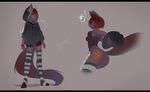  breasts brown_fur butt clothed clothing female fur hoodie kanel legwear orange_eyes plain_background shirt socks solo stockings unknown_species 