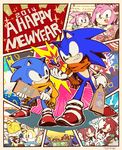  2boys amy_rose bad_id bad_pixiv_id dr._eggman dual_persona eating french furry hair_ornament happy_new_year highres japanese_clothes kimono knuckles_the_echidna kotatsu metal_sonic moonlight_(yami-tsugu) multiple_boys new_year scarf smile snow sonic sonic_the_hedgehog table tails_(sonic) 