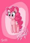  blue_eyes cutie_mark english_text equine female feral friendship_is_magic hair horse jumping mammal my_little_pony mysticalpha pink_hair pink_theme pinkie_pie_(mlp) pony portrait smile solo text 