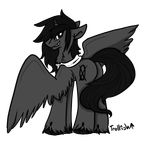  black_hair butt clydesdale equine fur grey_fur hair horse invalid_tag male mammal my_little_pony original_character pegasus pony scarf switch switch_blade trollish trollishfish wings 