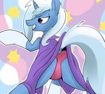  blue_fur blue_hair butt cymek dress equine female friendship_is_magic fur hair horn horse mammal my_little_pony open_mouth panties pony purple_eyes socks solo standing trixie_(mlp) turning_left underwear unicorn upskirt 