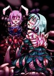  animal_ears arms_behind_back bdsm blue_eyes bondage bound box_tie bunny_ears closed_eyes highres konpaku_youmu lilish living_clothes long_hair multiple_girls purple_hair rape reisen_udongein_inaba restrained short_hair silver_hair tears tentacle_clothes tentacles touhou 