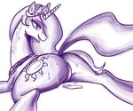  butt cutie_mark equine featureless_crotch female friendship_is_magic horn horse mammal monochrome my_little_pony pinkieminas pony princess_celestia_(mlp) solo sultry_pose sweat winged_unicorn wings 