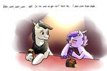  crystal_clarity draconequus drunk equine female fur hair horn hybrid kilala97 kirin male mammal my_little_pony original_character plain_background prince_illusion purple_hair red_eyes reptile scalie text white_fur 