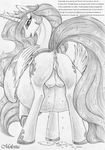  butt crown cutie_mark equine female feral friendship_is_magic horn horse lactating leovictor looking_at_viewer mammal milk monochrome my_little_pony nipples open_mouth pony pregnant presenting princess_celestia_(mlp) pussy royalty solo spread_legs spreading teats winged_unicorn wings 