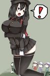  1girl akitsu_maru_(kantai_collection) black_hair damage_control_crew_(kantai_collection) gloves hat hiba_(p-p-purin) kantai_collection minigirl remodel_(kantai_collection) short_hair thighhighs 