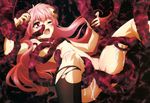  absurdres blush eco_(dragonar) highres long_hair non-web_source nude nyantype official_art one_eye_closed open_mouth pink_hair red_eyes seikoku_no_dragonar socks solo spread_legs suggestive_fluid tentacles torn_clothes very_long_hair 