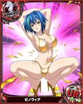  1girl blue_hair breasts high_school_dxd large_breasts official_art short_hair solo squatting xenovia_(high_school_dxd) yellow_eyes 