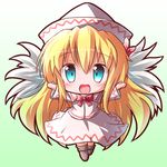  bad_id bad_pixiv_id blonde_hair blue_eyes bow chibi dress hat lily_white long_hair looking_at_viewer lowres ryogo solo touhou 