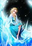  1girl blonde_hair blue_eyes braid disney dress elsa_(frozen) frozen_(disney) high_heels ice queen sequins 