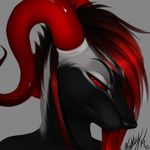  anthro canine demon female hair horn looking_at_viewer mammal portrait red_eyes red_hair red_sclera solo vexstacy 