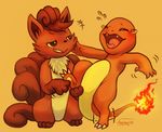  charmander duo fire haychel laugh nintendo orange_theme pok&#233;mon pok&eacute;mon smirk tears tickling video_games vulpix warm_colors 