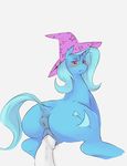  anatomically_correct animal_genitalia anus bestiality big_butt blue_fur blush butt cowgirl_position cutie_mark disembodied_penis duo equine female feral friendship_is_magic fur glans hair hat horn humanoid_penis interspecies looking_down male mammal my_little_pony on_top penetration penis plain_background puffy_anus purple_eyes pussy sex shallow_penetration simple_background solo_focus straddling straight sundown_(artist) trixie_(mlp) unicorn vaginal vaginal_penetration white_background wide_hips wizard_hat 