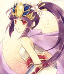  bare_shoulders black_hair breasts chisa headdress long_hair medium_breasts ponytail puzzle_&amp;_dragons red_eyes sidelocks solo very_long_hair yomi_(p&amp;d) 