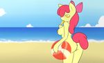  anthro anus apple_bloom_(mlp) beach beach_ball bow breasts equine female friendship_is_magic fur hair horse looking_at_viewer mammal minthentai my_little_pony nipples nude orange_eyes outside pony popsicle pussy red_hair sand seaside solo standing water yellow_fur young 