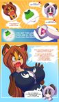  anthro bear big_breasts breasts brown_hair canine clothed clothing comic dialog english_text eyewear female fox glasses hair ling_fei long_hair mammal open_mouth panda shari_(tiger1001) text tiger1001 tongue triforce 