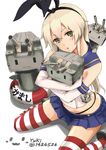  :3 absurdres artist_name ayano_yuu_(sonma_1426) bad_id bad_pixiv_id blonde_hair elbow_gloves gloves highres kantai_collection lifebuoy long_hair looking_at_viewer pleated_skirt rensouhou-chan shimakaze_(kantai_collection) skirt solo striped striped_legwear thighhighs twitter_username underwear ||_|| 