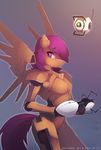  &lt;3 android anthro anthrofied antiander equine female friendship_is_magic hair holding machine mammal mechanical my_little_pony pegasus portal portal_(series) portal_gun purple_eyes purple_hair robot scootaloo_(mlp) solo standing turbine valve wings 