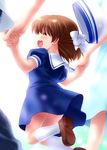  brown_hair child clannad closed_eyes dress family hat hat_removed headwear_removed holding_hands jpeg_artifacts okazaki_ushio sailor_dress school_uniform short_hair zen 