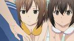  1boy 2girls :&lt; animated animated_gif bikini black_eyes black_hair breasts cleavage keiko minami-ke minami_kana multiple_girls staring swimsuit 