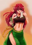  alternate_eye_color bamboo braid breasts drying drying_body hong_meiling koyubi_(littlefinger1988) large_breasts long_hair looking_away midriff navel red_eyes red_hair side_slit smile solo standing sweat tight_top touhou towel towel_around_neck twin_braids 