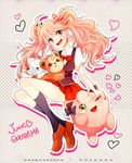  &gt;_&lt; :d black_eyes blonde_hair bow character_hair_ornament character_name closed_eyes conoha copyright_name cubchoo danganronpa danganronpa_1 enoshima_junko fingernails gen_1_pokemon gen_2_pokemon gen_5_pokemon hair_bow hair_ornament heart jigglypuff long_hair one_eye_closed open_mouth outline pikachu pleated_skirt pokemon pokemon_(creature) skirt smile socks teddiursa twintails 