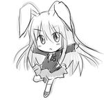  animal_ears blazer bunny_ears crescent crescent_hair_ornament dress_shirt greyscale hair_ornament jacket long_hair looking_at_viewer minami_(colorful_palette) monochrome outstretched_arms reisen_udongein_inaba shirt sketch skirt solo touhou 