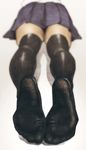  absurdres black_legwear blurry close-up depth_of_field feet feet_only foreshortening head_out_of_frame highres legs lying no_shoes on_stomach original pleated_skirt pov_feet skirt socks soles solo thighhighs toes yomu_(sgt_epper) 