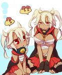  ? blonde_hair breasts comic dark_skin dual_persona fingerless_gloves glasses gloves kantai_collection large_breasts long_hair multiple_girls musashi_(kantai_collection) pointy_hair red_eyes sarashi soiri_(us) spoken_question_mark twintails younger 