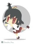  bad_id bad_pixiv_id black_hair chameleon_man_(three) chibi flat_color kantai_collection leg_up no_lineart pose red_eyes short_hair solo yamashiro_(kantai_collection) 