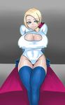  1girl blonde_hair blue_eyes boots breasts cape dc_comics large_breasts power_girl short_hair thigh_boots thighhighs zxc 