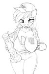  anthro anthrofied big_breasts black_and_white blush breasts clothing derp_eyes derpy_hooves_(mlp) dildo equine female flirting friendship_is_magic hair hat holding kevinsano letter looking_at_viewer mammal monochrome my_little_pony nipples package pegasus ribbons sex_toy shirt sketch smile solo stamp stamps standing wings 