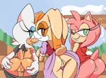  amy_rose anthro anus bat big_breasts blush breasts butt cloudz female hedgehog lagomorph looking_at_viewer looking_back mammal milf mother parent presenting presenting_hindquarters pussy rabbit rouge_the_bat sega smile sonic_(series) vanilla_the_rabbit wings 