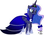  absurd_res alpha_channel blue_eyes blue_fur blue_hair dress equine female feral friendship_is_magic fur hair hair_bow hi_res horn horse mammal my_little_pony plain_background pony princess_luna_(mlp) royalty smile solo tiara transparent_background two_tone_hair winged_unicorn wings 