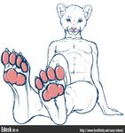  anthro claws feline foot_focus hindpaw looking_at_viewer male mammal nude pawpads paws soles solo toe_claws toes tongue 