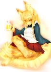  anthro apron beer beverage canine cup dress fox glass maid maid_uniform mammal pose reclining smile solo tetetor-oort 