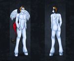  back black_hair blue_fur eliana-asato equine front fur hair hooves horse long_tail male mammal model_sheet orange_hair pegasus red_eyes red_hair short_hair small_wings standing white_fur white_wings wings 