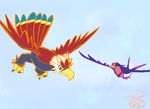  braviary cloud duo feral flying nintendo pcred566 pok&#233;mon pok&eacute;mon sky swellow video_games 