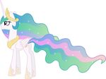  absurd_res alpha_channel cutie_mark equine female feral friendship_is_magic fur hair hi_res horn horse long_hair mammal multi-colored_hair my_little_pony plain_background pony princess_celestia_(mlp) purple_eyes royalty solo transparent_background white_fur winged_unicorn wings 