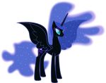  absurd_res absurdly_absurd_res alpha_channel black_fur blue_eyes blue_hair cutie_mark equine female feral friendship_is_magic fur hair hi_res horn horse mammal my_little_pony nightmare_moon_(mlp) plain_background pony solo transparent_background winged_unicorn wings 