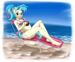  allie_way_(mlp) anthro anthrofied beach bikini blue_eyes blue_hair blush breasts cleavage clothed clothing cloud coconut cutie_mark drinking equine female friendship_is_magic hair horn looking_at_viewer mammal multi-colored_hair my_little_pony outside pia-sama ponytail pregnant sand sea seaside sky solo straw swimsuit unicorn water 