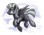  cloud cutie_mark equine flying friendship_is_magic grey_hair hair male mammal mohawk my_little_pony outside pegasus sky solo sophiecabra thunderlane_(mlp) two_tone_hair wings yellow_eyes 