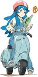  ? blue_eyes blue_hair driving english full_body ground_vehicle happinesscharge_precure! helmet long_hair map motor_vehicle overalls precure scooter shirayuki_hime shoes simple_background solo spoken_question_mark umanosuke vespa white_background 
