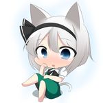  animal_ears black_hairband blush cat_ears cat_tail chibi hairband kemonomimi_mode konpaku_youmu solo tail touhou twumi 